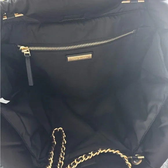 Tory Burch Black and Gold Quilted Nylon Tote - Picture 5 of 7